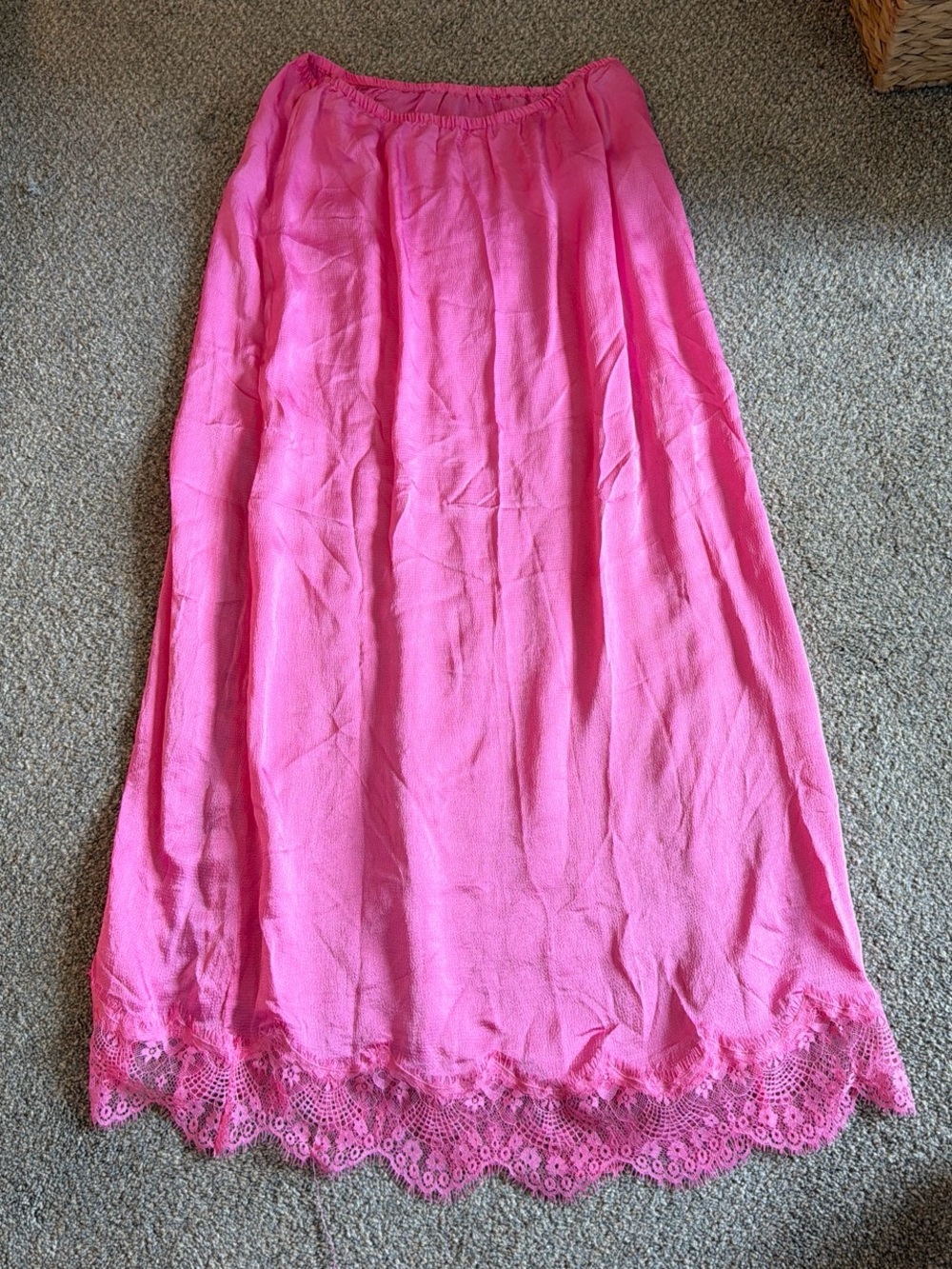 aerie Pink Lace-Trim Maxi Skirt